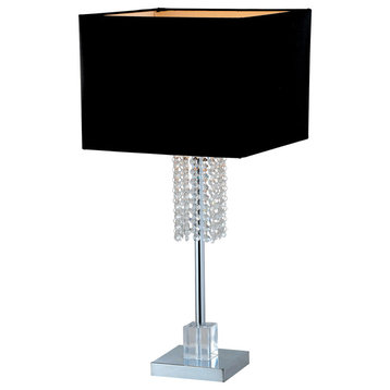 Adelyn 27" Square Modern Chrome and Black Crystal Table Lamp