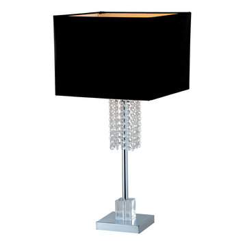 Contemporary Crystal Table Lamps, Edward 27 In Rose Gold Glass Crystal Led Table Lamp