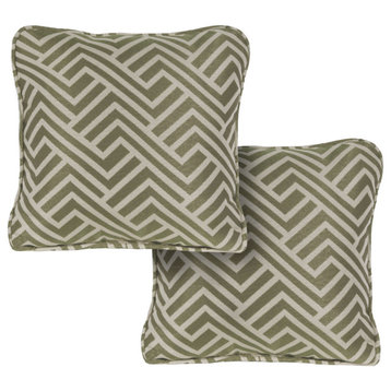 Set of 2 Geo Stripe Indoor/Outdoor Throw Pillows, Cilantro Green
