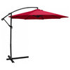 Outdoor Patio Umbrella 10' Steel Cantilever, Crank and Base, Red