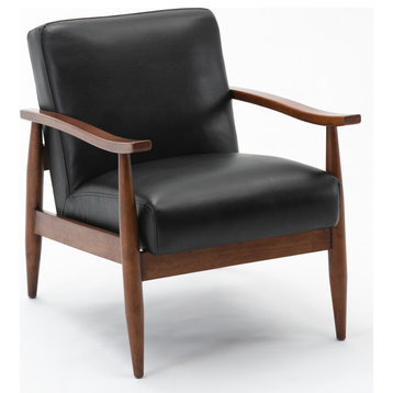 Austin Black Faux Leather Wooden Base Accent Chair