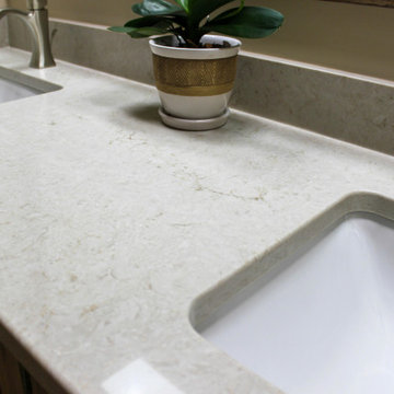 Master Bath with Knotty Alder Vanity and Updated Surround Around Tub
