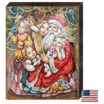 Wish List Santa Wooden Wall Art, Medium 18x12