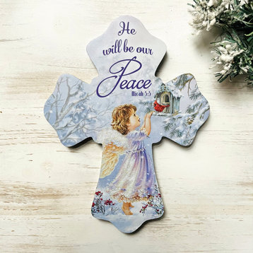 "He Will Be Our Peace" Wooden Cross