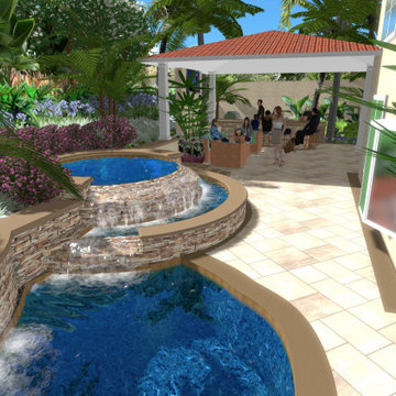 Backyard pool design presented in 3D