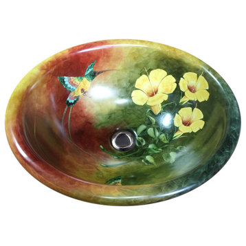 Hand Painted Sink "Hummingbird " Small Donna Drop-In Sink