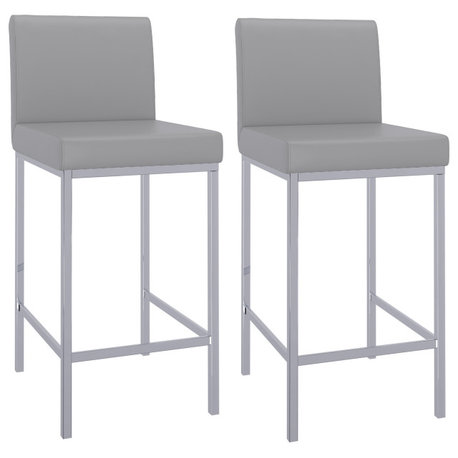 Modern Counter Stools, Set of 2, Gray