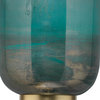 Dark Green Teal Glass Double Cup Wall Sconce Brass Arm Vertical Horizontal Ombre