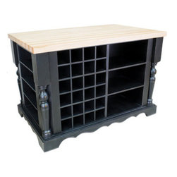 Distressed-Black Pre-Made Kitchen Island - Kitchen Islands And Kitchen Carts