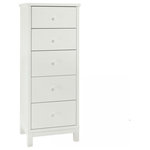 Bentley Designs - Atlanta White Painted Furniture 5-Drawer Tallboy Chest - Atlanta White Painted 5 Drawer Tallboy Chest features simple clean lines and a timeless style. The range is available in two tone, white painted or natural oak options, to suit any taste. Also manufactured with intricate craftsmanship to the highest standards so you know you are getting a quality product.