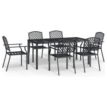 vidaXL Patio Dining Set Outdoor Furniture with Table 7 Piece Anthracite Steel