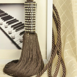 2 Colors QYM03 Faux Silk Curtain Tassel Tie Backs in Brown Color - Window Treatment Accessories