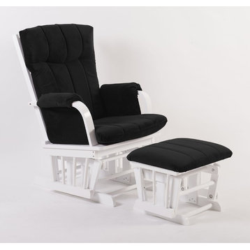 Home Deluxe Glider Chair and Ottoman, Black and White