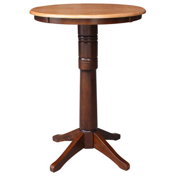 30" Round Top Pedestal Table, Cinnamon/Espresso