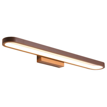 Modern Brown LED Wall Light for Bathroom, Dining Room, Bedroom, Study, L31.5xw1.6xh3.9", Cool Light