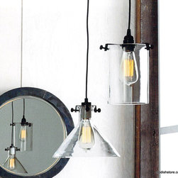Roost Clear Glass Cylinder & Funnel Lamps - SKU: L401C - Pendant Lighting