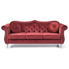 Hollywood Velvet Tufted Sofa, Burgundy