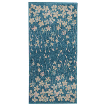 Nourison Tranquil 2' x 4' Turquoise Contemporary Indoor Area Rug