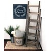 6 Step Rustic Smoky Black Wood Ladder Shelf