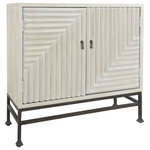Kosas Home - Augustus 2 Door Cabinet by Kosas Home - Enhance the appearance of your home with this stylish storage piece made with solid mango wood treated in a whitewash finish. Its two doors are made with precision cut wood that has been arranged into a stunning geometric pattern. Inside shelving provides ample storage.