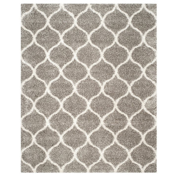 Safavieh Hudson Shag Collection SGH280 Rug, Grey/Ivory, 10' X 14'