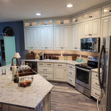 Traditional Kitchen Remodel Done in a White With Pewter Glaze Door