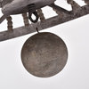 8-Light Slate Gray Wagon Wheel Chandelier With Wooden Beads