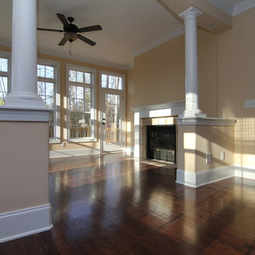 See Through Fireplace in Sunroom