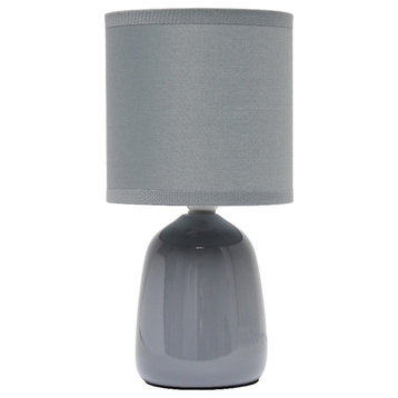 Simple Designs 10.04" Ceramic Thimble Table Lamp with Matching Shade Gray