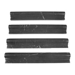 Polished Nero Marquina Black Marble Ogee 1 Chairrail Molding - Home Accessories & Decor