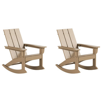 Parkdale Outdoor HDPE Plastic Adirondack Rocking Chair Weathered Wood (Set of 2)