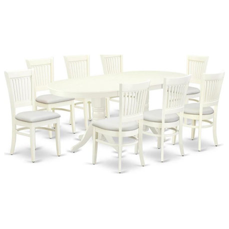 East West Furniture Vancouver 9-piece Dining Set with Linen Seat in White