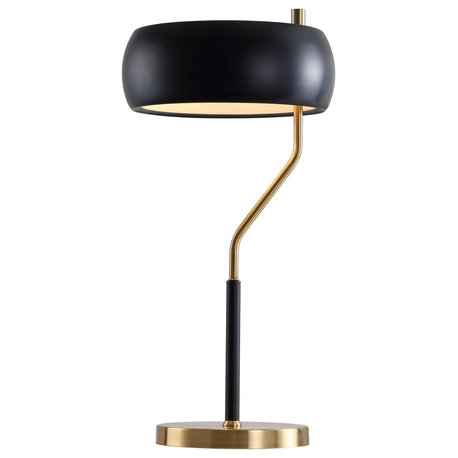 Oskar 22.5" Moody Metal LED Desk Lamp, Black and Brass Gold