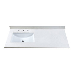 Maykke - Bathroom Quartz Vanity Top, Off-White, 49" - Vanity Tops And Side Splashes