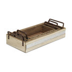 Rectangular Wood and Metal Storage Crates, Set of 3