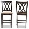Narelle Sand Fabric Espresso Brown Finish Counter Height Pub Chairs, Set of 2
