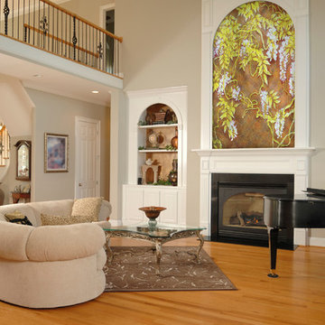 Glass Mural over a Fireplace