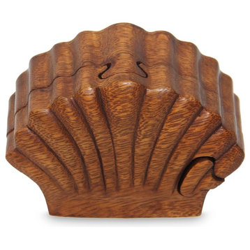Clam Shell Wood Puzzle Box