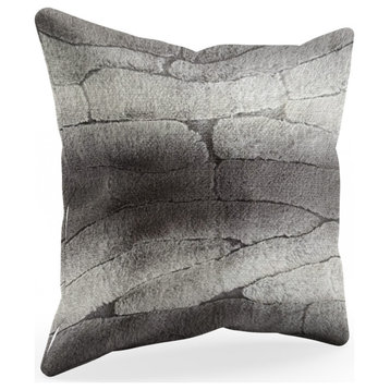 Plutus Gray Silver Furever Faux Fur Luxury Throw Pillow, 22" x 22"