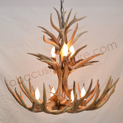 Medium Mule Deer Double Tier Antler Chandeliers - Chandeliers