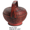 Oriental Handmade Reddish Brown Rattan Basket with Handle Hws1159