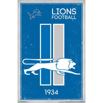 Detroit Lions Retro Logo Poster, Unframed Version