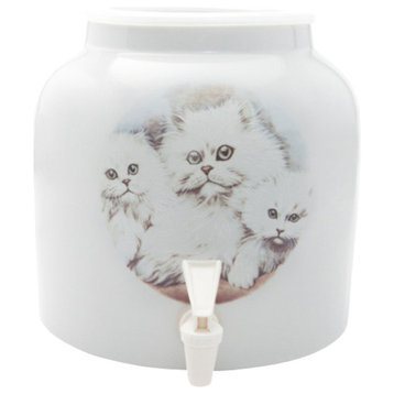 Goldwell Designs White Cats Design Water Dispenser Crock