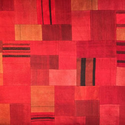 Striking Red Kilim Patchwork Rug - Area Rugs