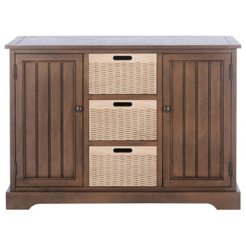 Gracyn 2 Door and 3 Removable Baskets Brown w/ Natural Baskets