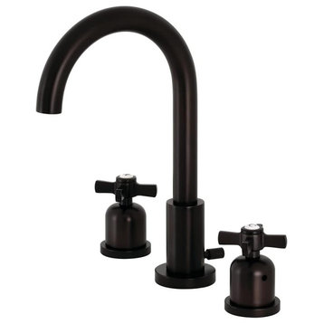 Widespread Bathroom Faucet, Elegant Design & Crossed Handles, Oil Rubbed Bronze