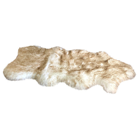 LAMBZY Genuine Sheepskin, White With Brown Tips, 2'x4'2"