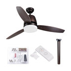 52" Bronze Ceiling Fan With 3 Changing Color Led Light and Remote Control