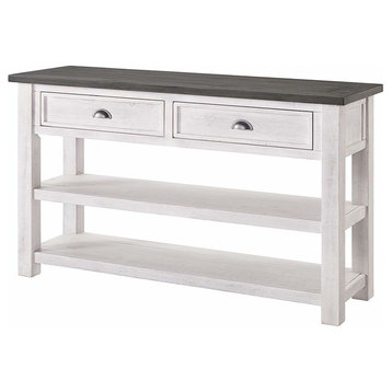 Monterey Solid Wood Sofa Console Table, White, Gray