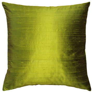 Pillow Decor Sankara Silk Throw Pillows 20"x20", Chartreuse